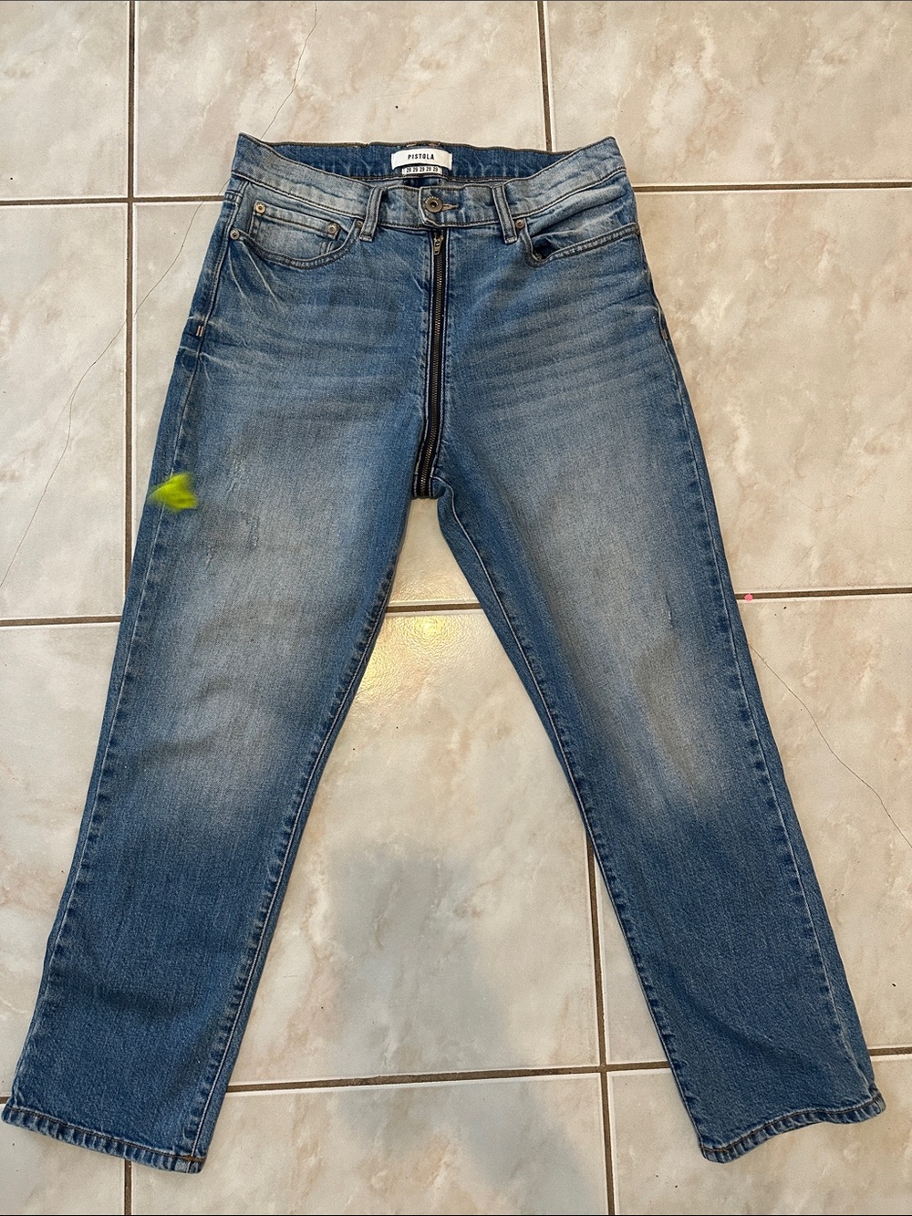 Pistola Blue Straight-Leg Zipper Jeans